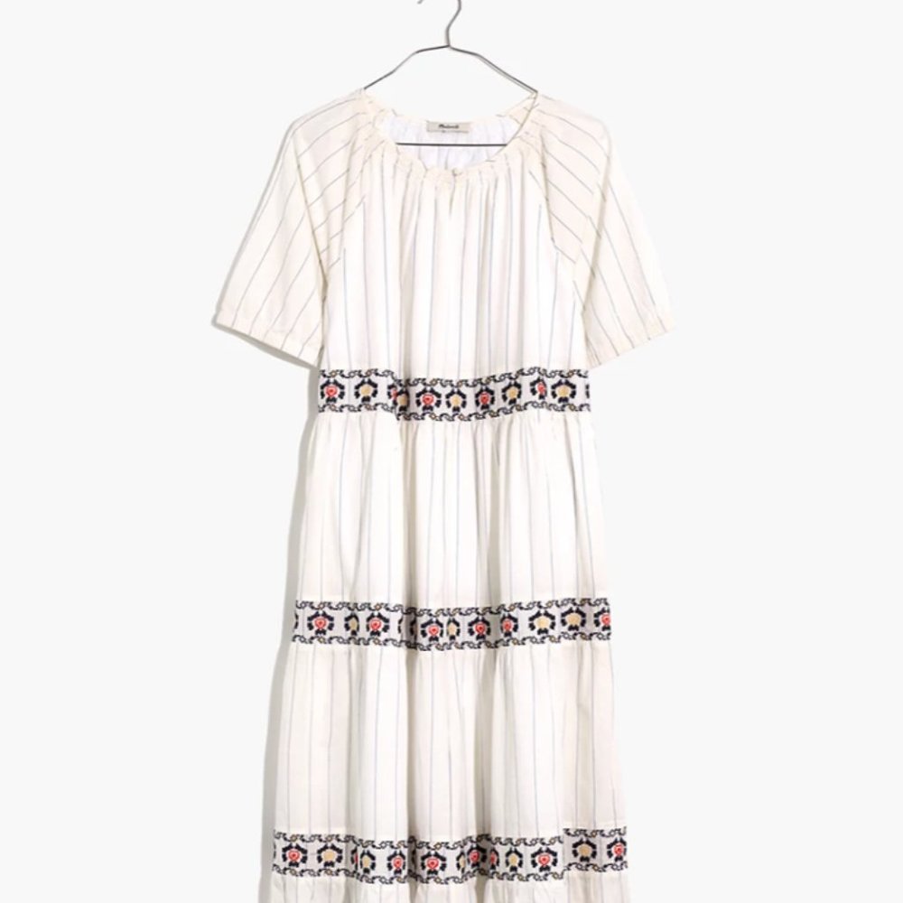 Madewell - Embroidered Keyhole Tiered Midi Dress